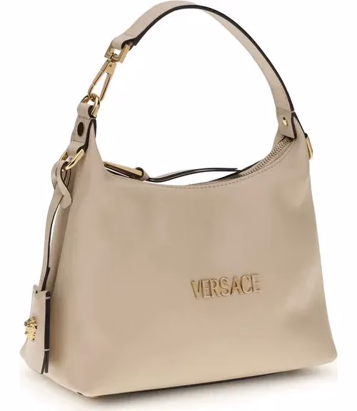 Versace Beige Calf Leather Bos Taurus Handbag