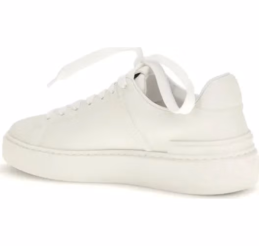 Balmain White Calf Leather Bos Taurus Low Top Sneakers