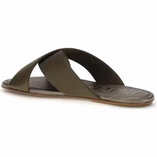 Pedro García Brown Silk Flat Sandals