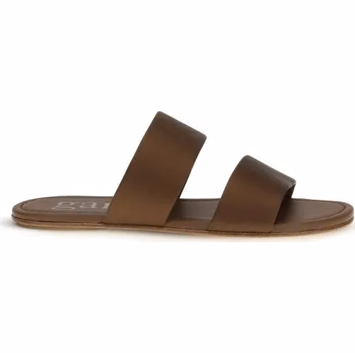 Pedro García Brown Silk Flat Sandals