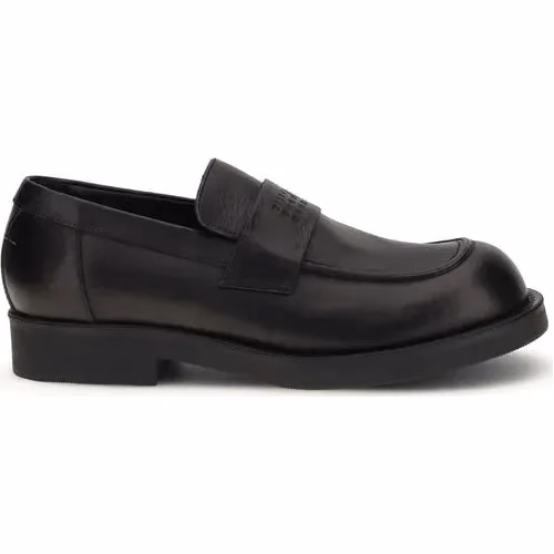 MM6 Black Calf Leather Bos Taurus Slip-On Loafers
