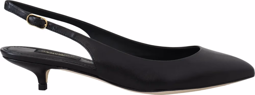 Dolce & Gabbana Black Leather Slingbacks Heels Pumps Shoes