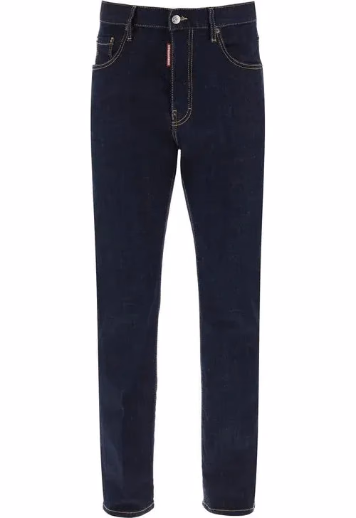 Dsquared² Blue Cotton Straight-Leg Jeans