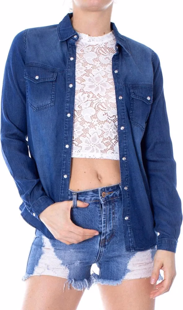 Vila Clothes Blue Denim Shirt