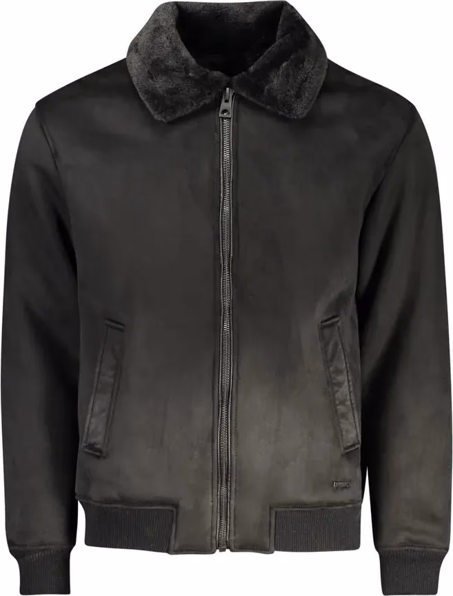Guess Jeans Nero Poliuretano Men Jacket