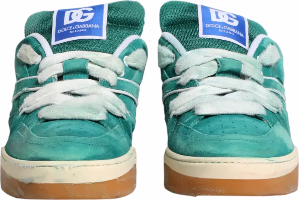 Dolce & Gabbana Green Suede New Roma Low Top Sneakers Shoes