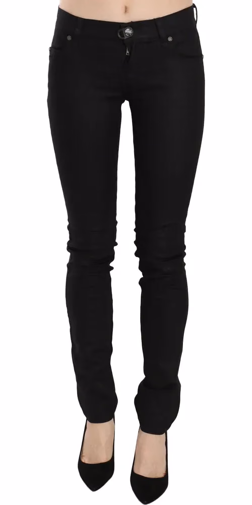 PLEIN SUD Cotton Black Mid Waist Skinny Denim Jeans