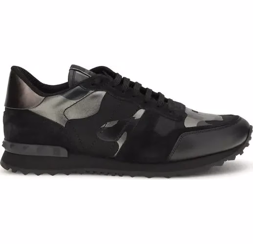 Valentino Garavani Black Calf Leather Bos Taurus Athletic Sneakers
