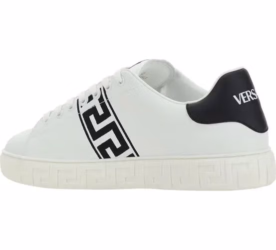 Versace White Calf Leather Bos Taurus Low Top Sneakers