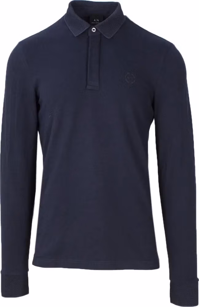 Armani Exchange Blue Cotton Polo Shirt