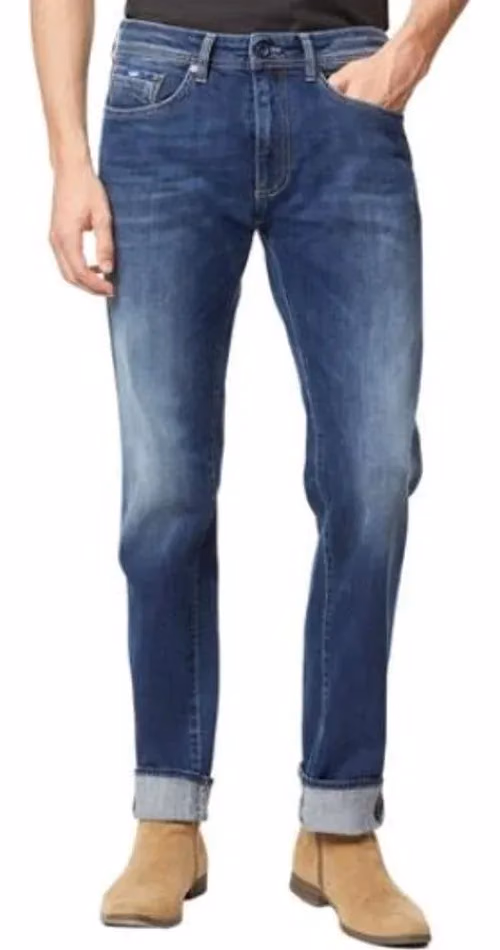 Gas Blue Cotton Straight-Leg Jeans