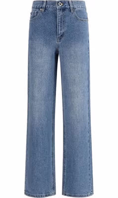Blue Cotton Straight-Leg Jeans