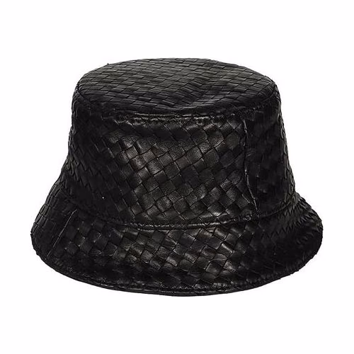 Bottega Veneta Black Lamb Leather Bucket Hat