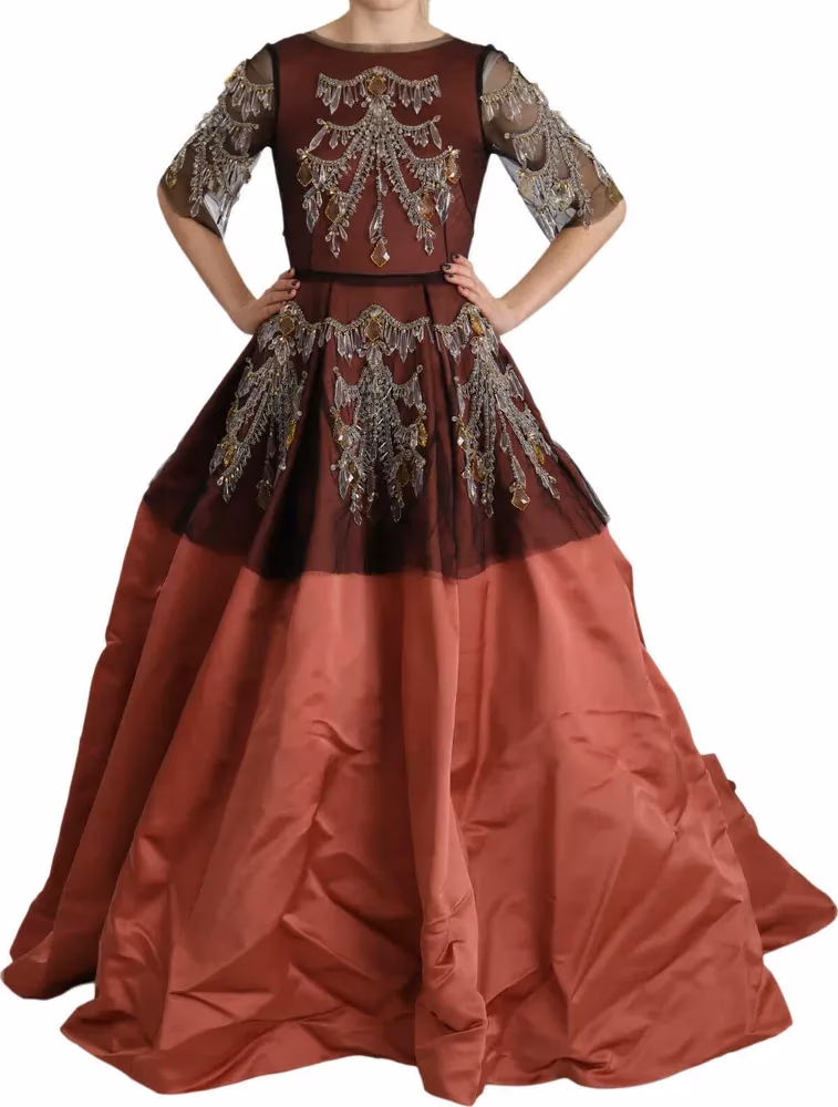 Dolce & Gabbana Crystal Chandelier Silk Princess Gown Dress