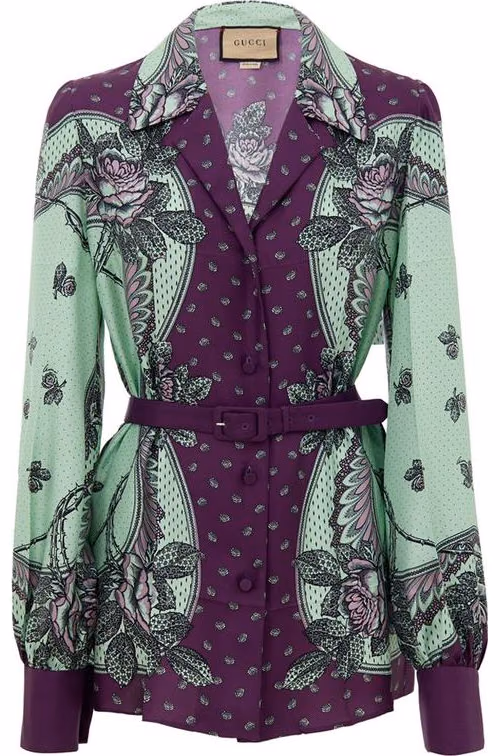 Gucci Green Silk Pattern Shirt