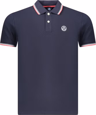Blue Cotton Men Polo Shirt
