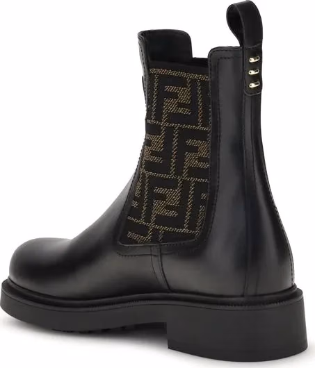 Fendi Black Calf Leather Bos Taurus Ankle Boots