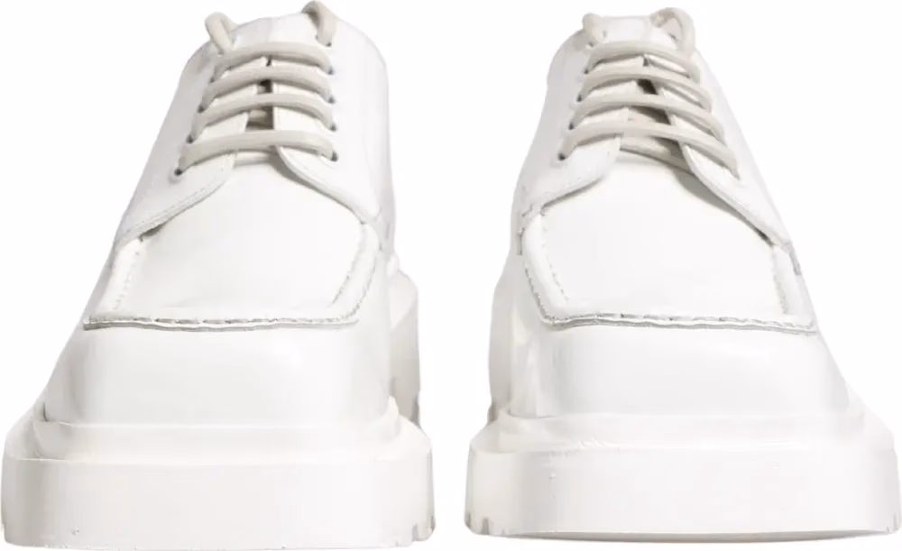 Dolce & Gabbana White Leather Chunky Sole Derby Shoes
