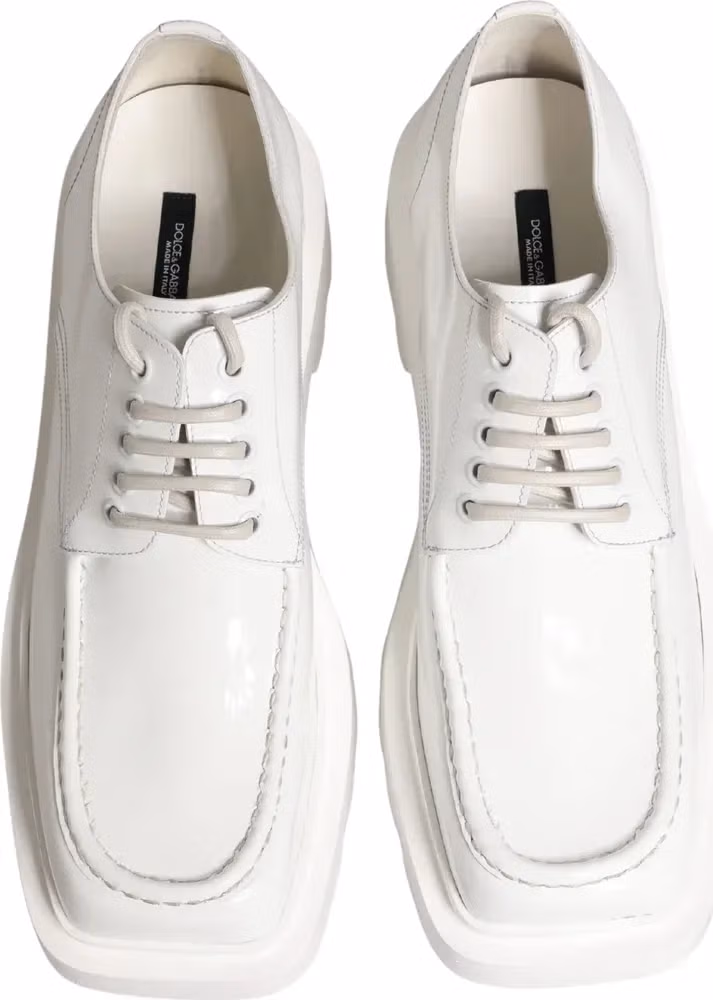 Dolce & Gabbana White Leather Chunky Sole Derby Shoes