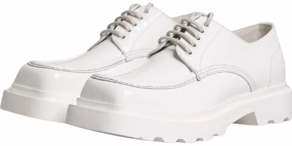 Dolce & Gabbana White Leather Chunky Sole Derby Shoes