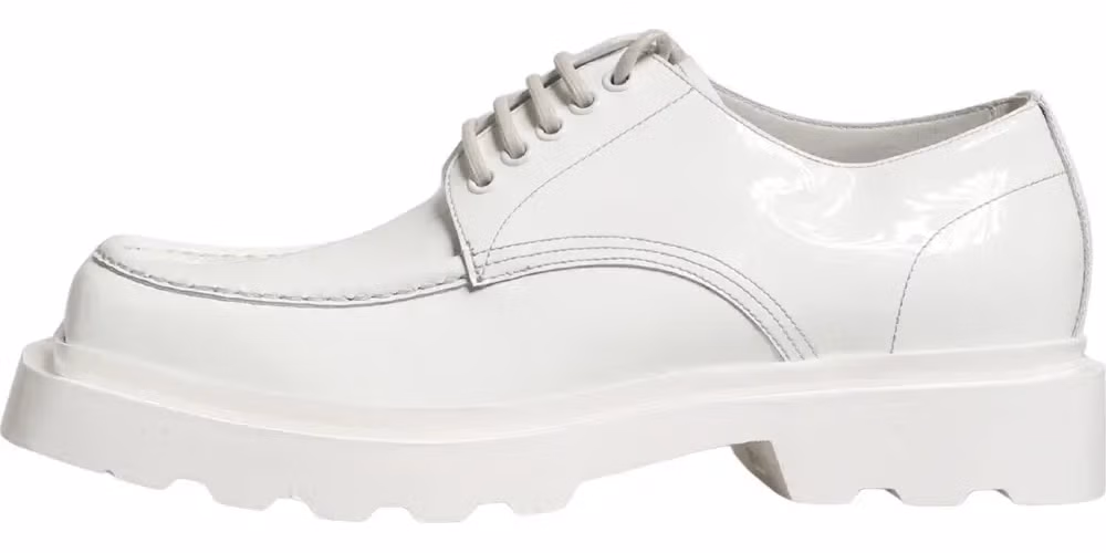 Dolce & Gabbana White Leather Chunky Sole Derby Shoes