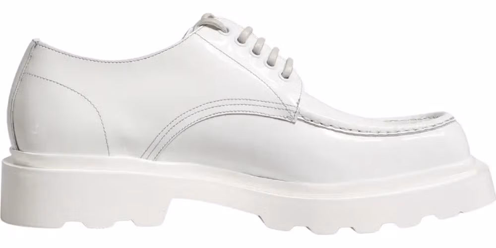 Dolce & Gabbana White Leather Chunky Sole Derby Shoes