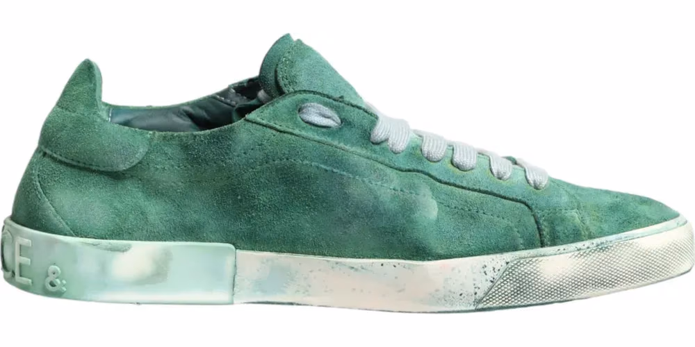 Dolce & Gabbana Green Suade DG Logo Sole Low Top Sneakers Shoes