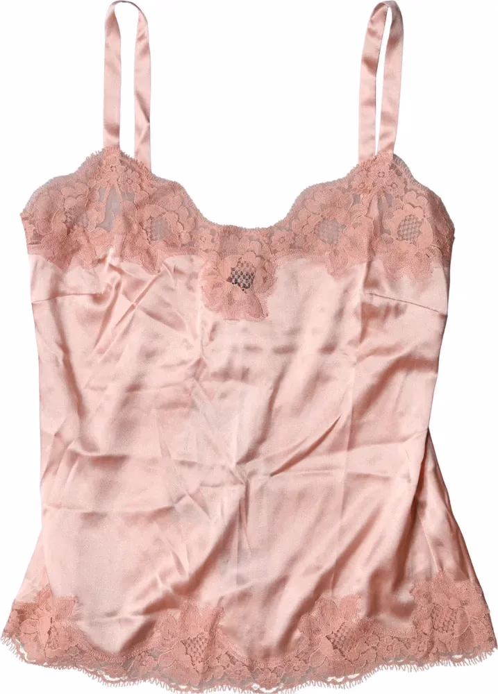 Dolce & Gabbana Light Pink Floral Lace Lingerie Top Underwear