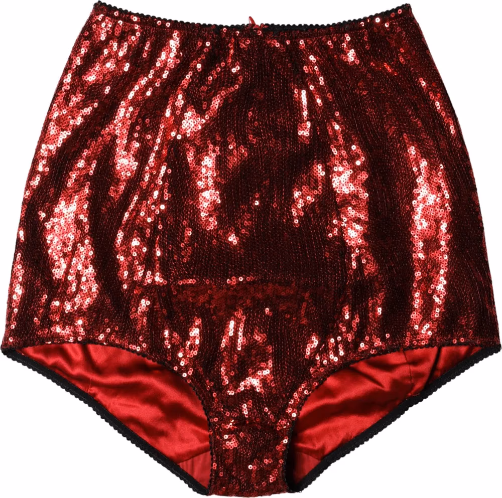 Dolce & Gabbana Red Sequin Embellished High Waist Girdle Underwear