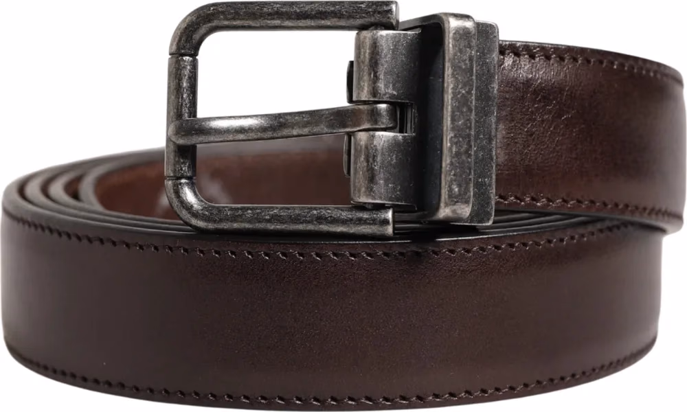 Dolce & Gabbana Men Brown Classic Leather Metal Buckle Belt