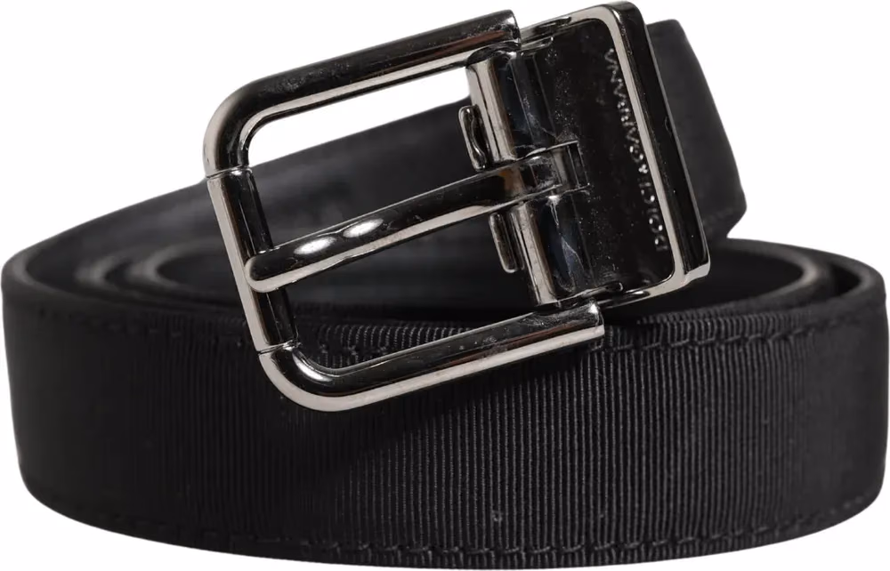 Dolce & Gabbana Men Black Viscose Leather Metal Buckle Belt