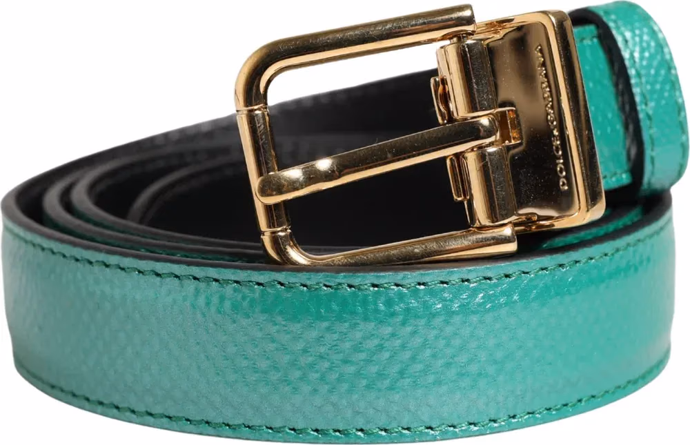 Dolce & Gabbana Men Green Classic Leather Metal Buckle Belt