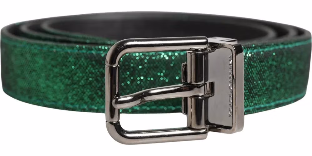 Dolce & Gabbana Men Green Lurex Polyester Metal Buckle Belt