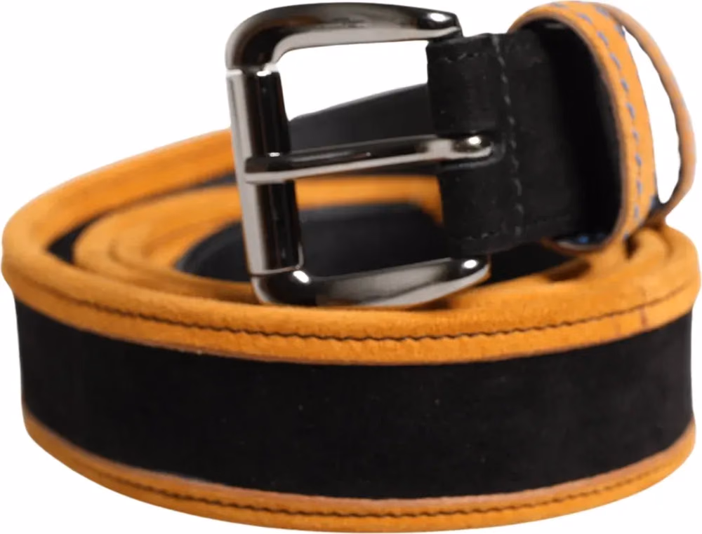 Dolce & Gabbana Men Black Orange Polyester Metal Buckle Belt
