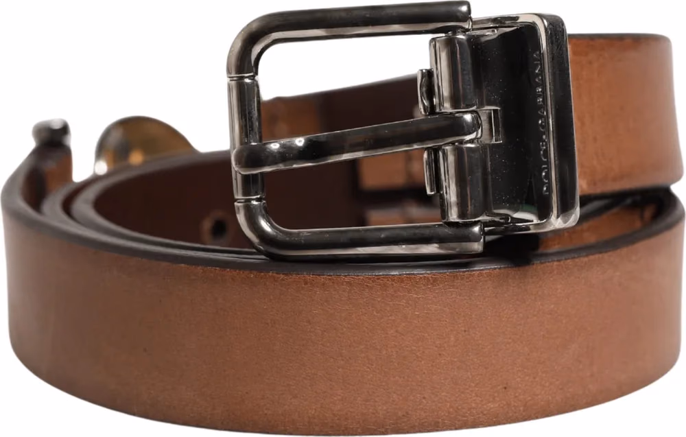 Dolce & Gabbana Men Brown Classic Leather Metal Buckle Belt