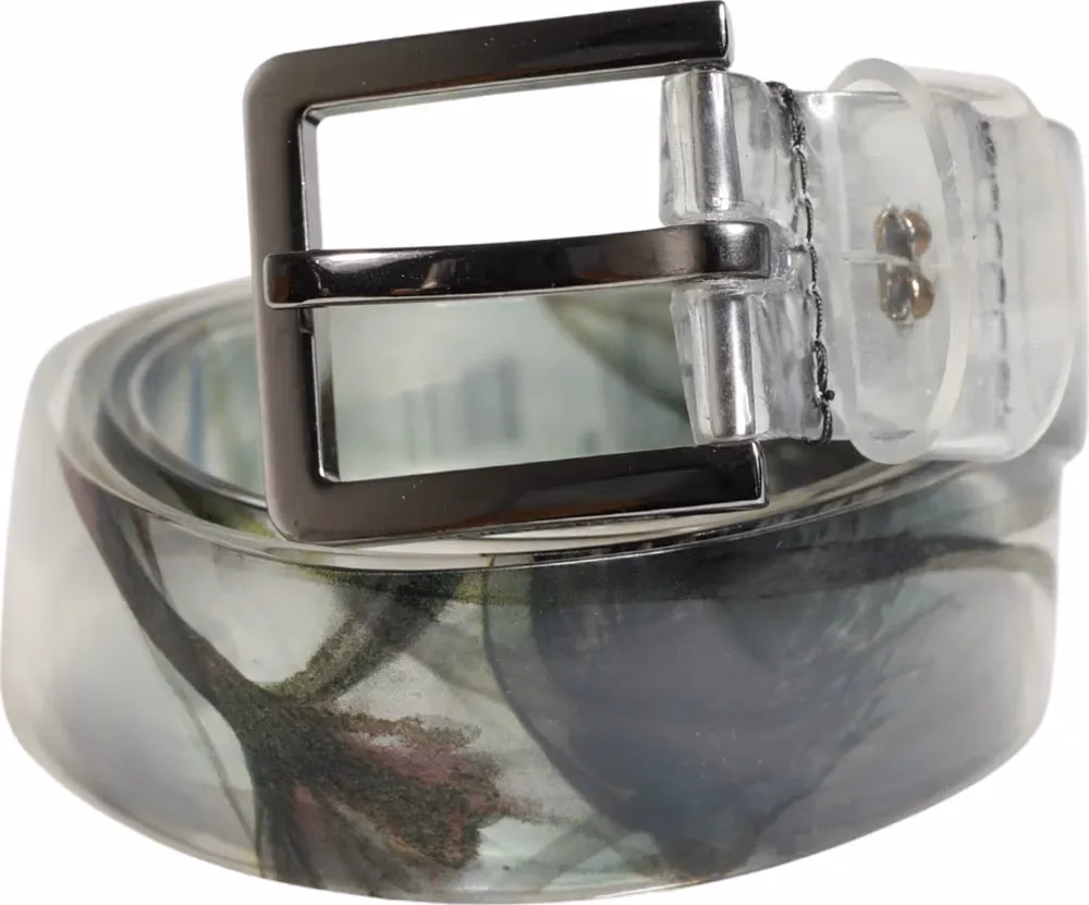Dolce & Gabbana Men White Floral PVC Silver Metal Buckle Belt