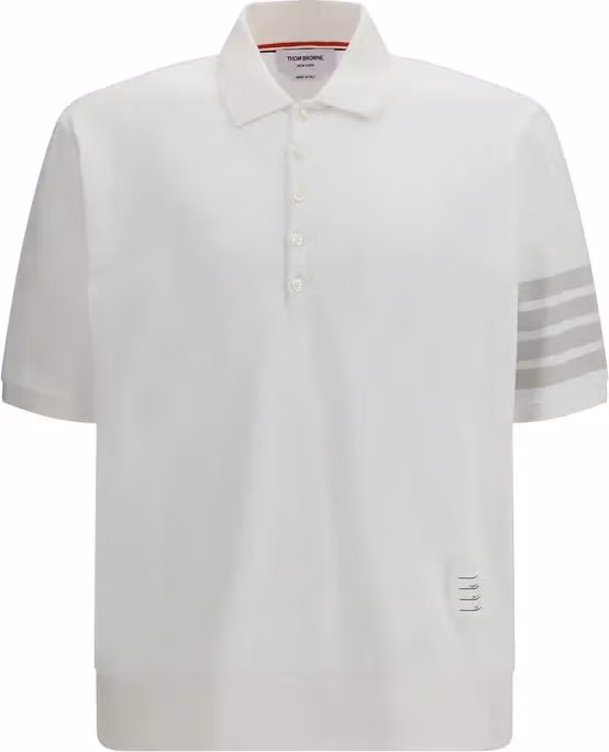 Thom Browne White Cotton Polo Shirt