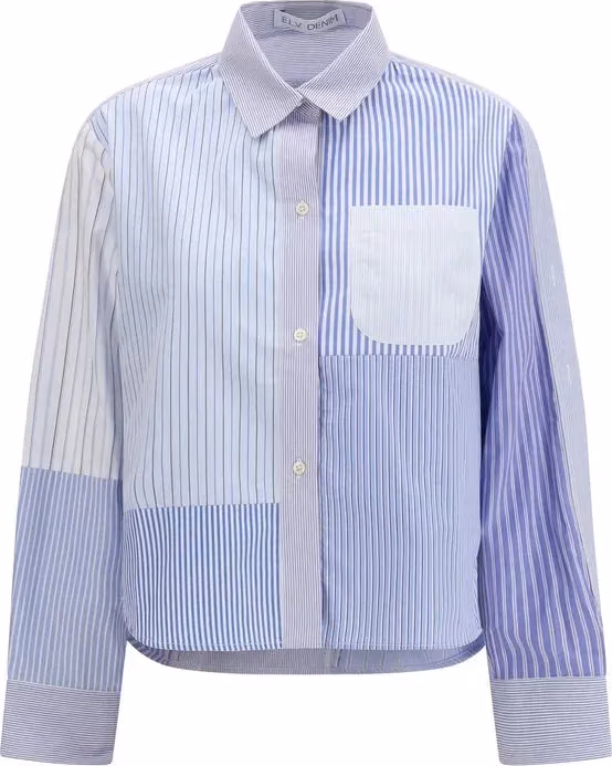 E.L.V. DENIM Blue Cotton Pattern Shirt