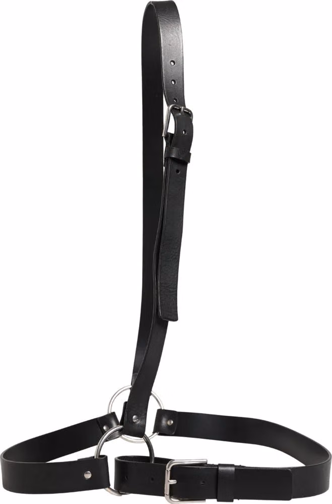 Dolce & Gabbana Black Double Strap Leather Silver Buckle Belt