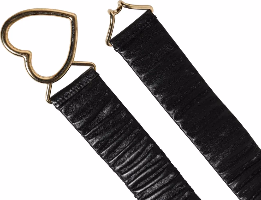 Dolce & Gabbana Black Leather Gold Heart Metal Buckle Belt