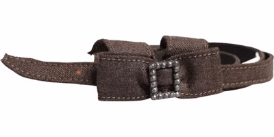 Dark Brown Wool Bow Embellished Buckle Belt