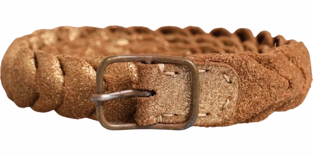 Ermanno Scervino Brown Leather Braided Metal Buckle Belt