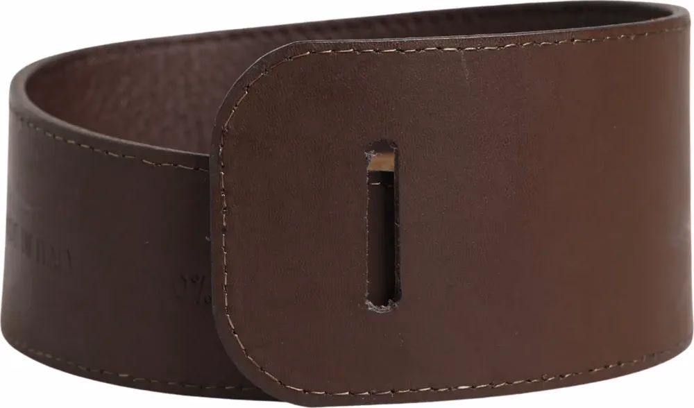 GF Ferre Brown Genuine Leather Logo Wide Waist Women Belt
