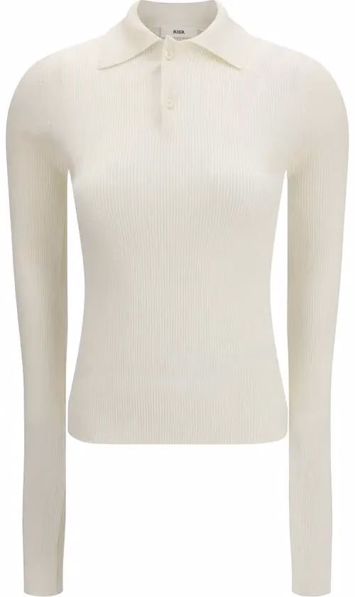 RIER White Silk Polo Shirt