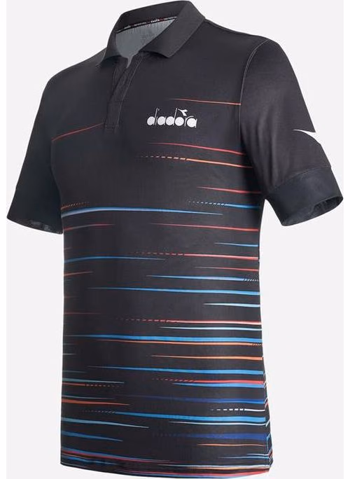 Diadora Black Polyester Polo Shirt