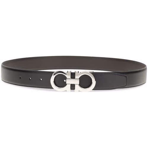 Ferragamo Black Calf Leather Bos Taurus Regular Belt