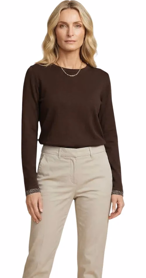 Street One Brown Cotton Long Sleeve T-Shirt