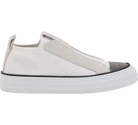 Brunello Cucinelli White Nylon Low Top Sneakers