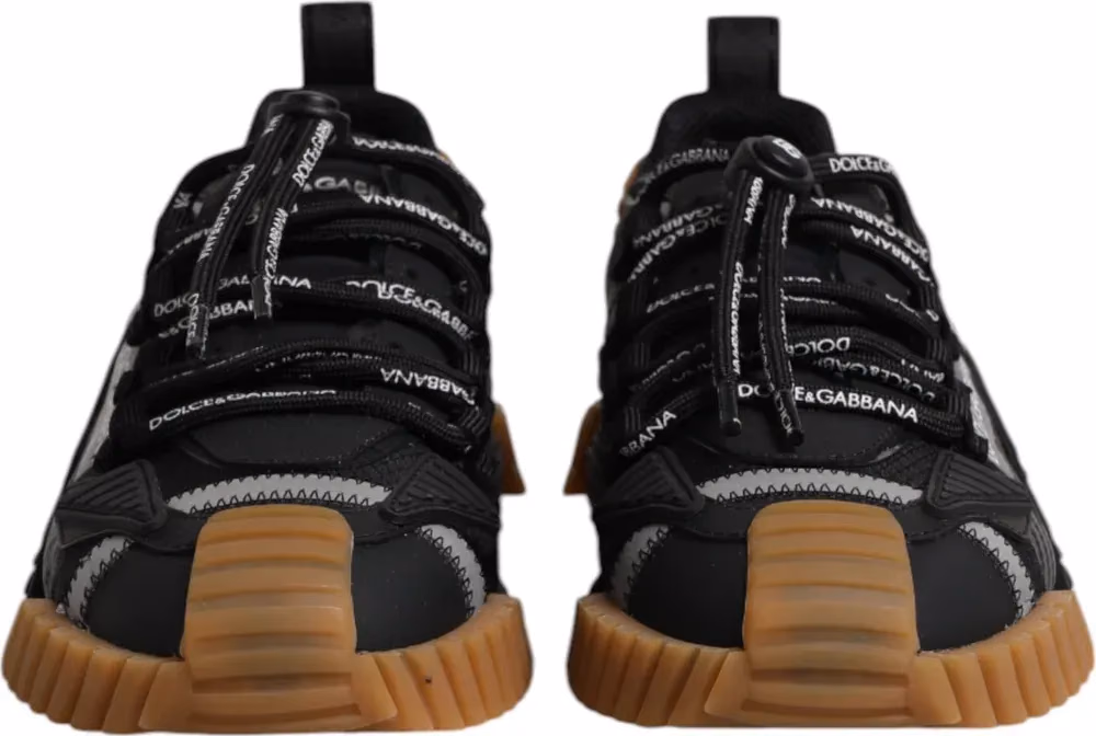 Dolce & Gabbana Black Logo Lace Up Low Top NS1 Sneakers Shoes