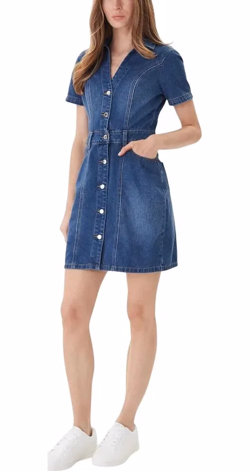 Morgan De Toi Blue Cotton Midi Dress